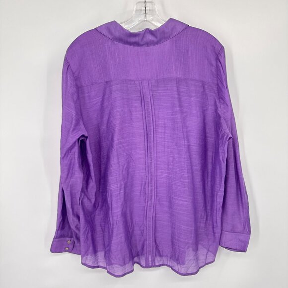 Chicos 2 Womens Purple Button-Up Long roll tab Sleeve Blouse Size large - Picture 6 of 8